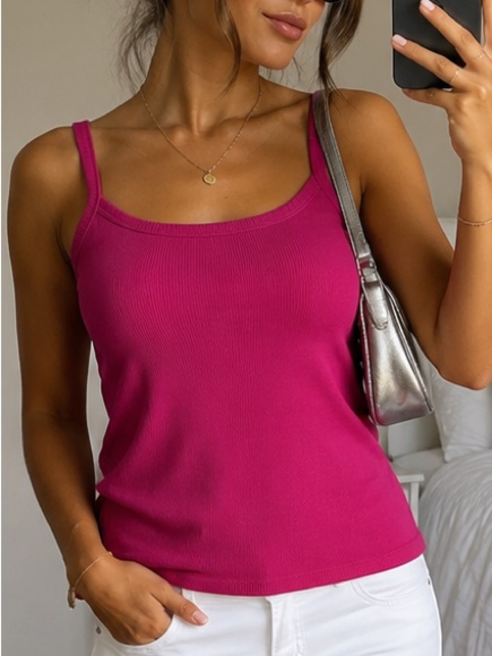 No Boundaries Hot Pink Ribbed Tank